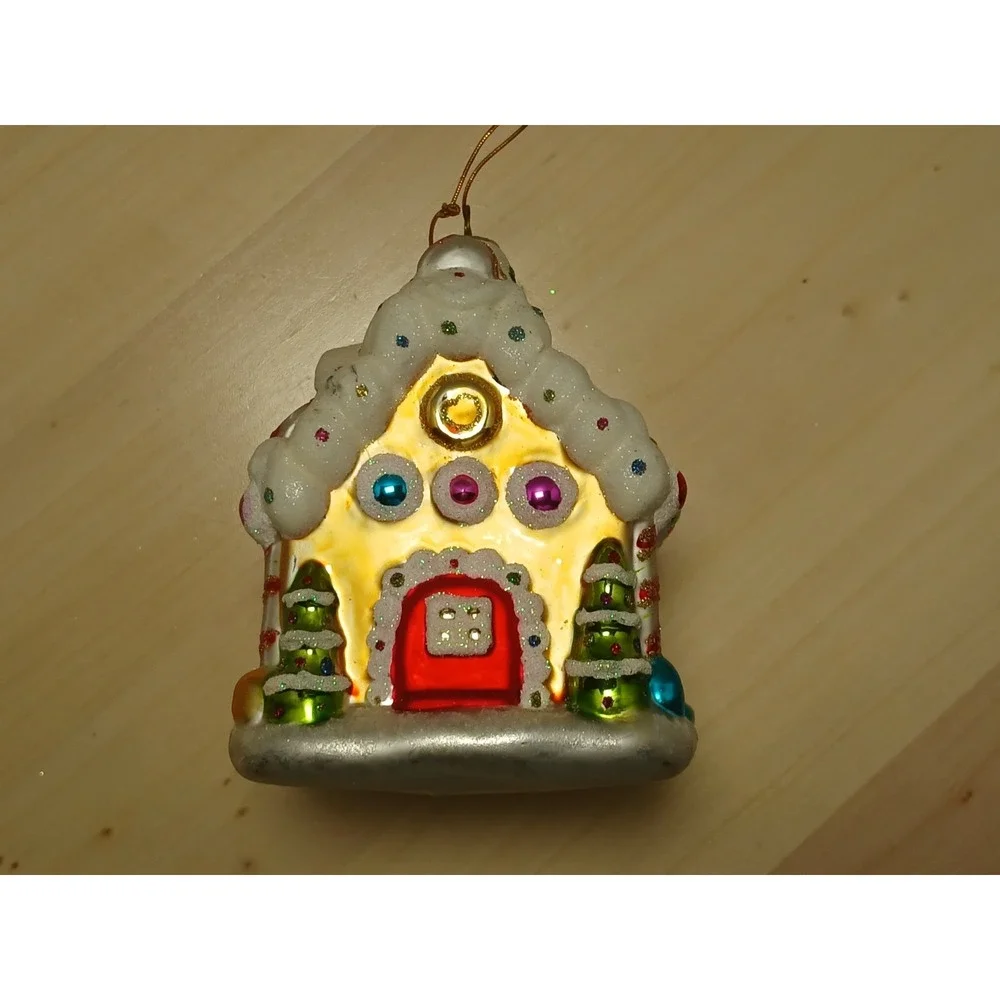 Ameri Christmas Glass Gingerbread House Christmas Ornament